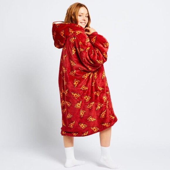THE OODIE Adult Oversized Hoodie Blanket Fleece Sherpa Pizza Print- ONE SIZE - Picture 14 of 14